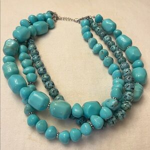 Vintage AVON BW Turquoise Chunky Statement Necklace